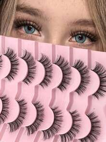 7 Pairs Of False Eyelashes, Transparent Band False Eyelashes, Cat Eye False Eyelashes, Soft 3D Mink False Eyelashes, Gentle And Natural Makeup Look - Black - View 6