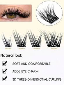 10 Pairs Faux Mink Eyelashes, 80 Clusters 0.07mm C Curl Oblique Flare Half Eye Lashes, Self-Adhesive Delicate Cat Eye 200D Lashes