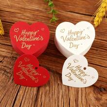 25/50 tấm thiệp hình trái tim ngày Valentine, dùng để dập nổi, làm đồ thủ công, nhãn dán quà tặng lãng mạn, thẻ chúc mừng ngày Valentine, có màu trắng và đỏ. - Nhiều màu - Xem 2