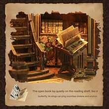 DIY 3D Creative Reading Corner, Wooden Bookends, Miniature House Model, Shelf Decoration With Dustproof Acrylic Panel, Display Stand For Home Or Office – 1 Set