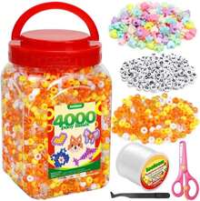 IOOLEEM Multi-Colored Bulk Pony Beads - 4000pc Kit For Friendship Bracelets &Amp; Jewelry Making, Easy Storage - ColorH - 查看 1