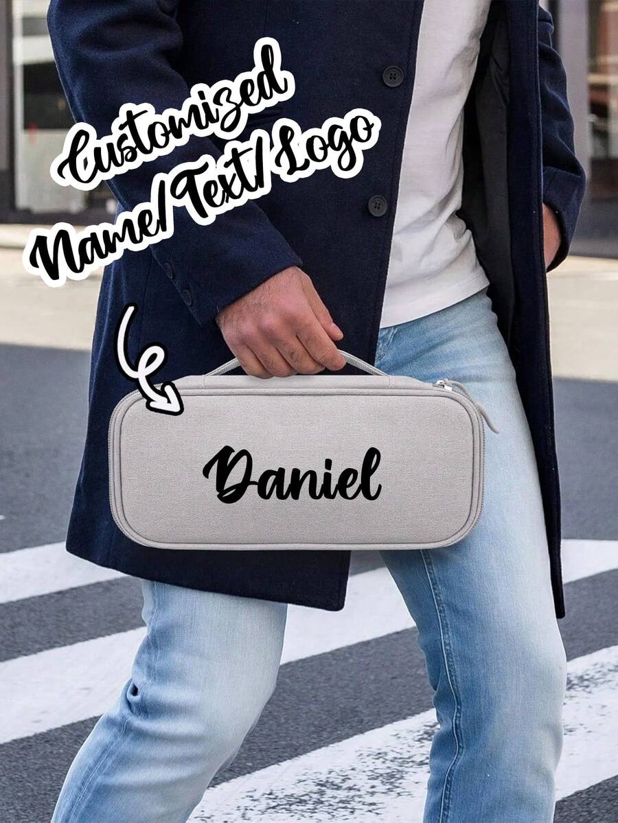 Customizable Digital Accessories Storage Bag, Support Custom Text/Image. Personalized Universal Travel Cable Organizer Bag For Organizing Electronics; Multi-Functional Portable Power Bank Storage Bag, Also Suitable For Phone Cases. - Multicolor - View 1