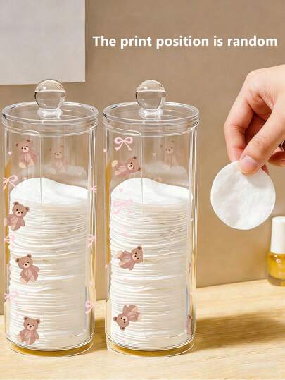 Bow Decor Cotton Swab Box, Makeup Remover Pad Dispenser, Covered Makeup Remover Pad Storage Box, Transparent Cosmetic Storage Box, Bathroom Cotton Swab And Makeup Remover Pad Storage Rack, Gift For Women, Valentine's Day Gift, Women Gift