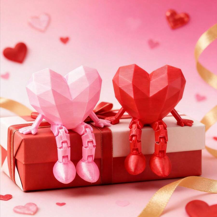 Tượng hình trái tim có thể di chuyển được in 3D, vật trang trí bàn làm việc cho cặp đôi/món quà cầu hôn sáng tạo cho Ngày Valentine.