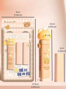 1 Set ausziehbarer Radiergummis (1 Radiergummi + 1 Nachfüllung), tragbarer austauschbarer Cartoon-Radiergummi zum Reinigen von Bleistiften, Büromaterial, Schulmaterial, unverzichtbar für Schüler zum Schulstart