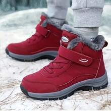 2026 Fleece-Lined High-Top Couple Shoes (Men's Style) | Warm Cotton Shoes | Hook-And-Loop + Shoelace Dual Fastening | Non-Slip Chunky Sole | Versatile For Winter Commute/Outdoor Wear - 紅色 - 查看 2