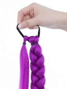 Purple Wig Braid Extensions, Elastic Ponytail Extensions, Suitable For Parties And Christmas Occasions