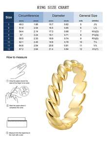 Charm-In 1 szt. damski pozłacany pierścionek z łańcuszkiem skręcanym i teksturą – idealny na co dzień, na imprezę i rocznicę/urodziny - Złoto - Zobacz 3