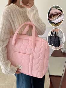 Cute Heart-Shaped Embroidered Laptop Bag, 13-16 Inch Large Capacity Laptop Shoulder Bag, Fashion Laptop Handbag - Multicolor - View 2