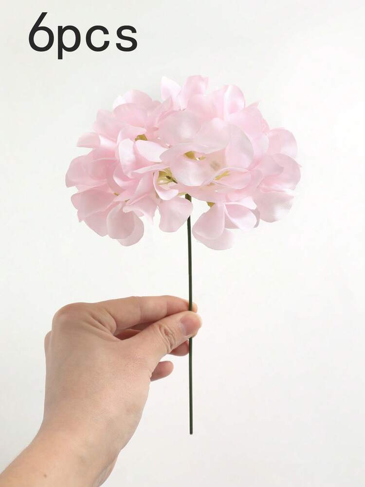 6pcs Pink Artificial Hydrangea Flowers With Stems, Polyester Fake Flower Heads, Suitable For Home Decor, Wedding Venue Decoration, Birthday Party, Bedroom, Living Room, Creative Display - Pink - View 9