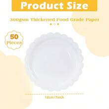 7英寸/9英寸白色扇形纸盘，一次性蛋糕盘/甜点盘/餐盘，适用于婚礼、婴儿派对、生日、毕业典礼等各种场合。 - 白色 - 查看 12