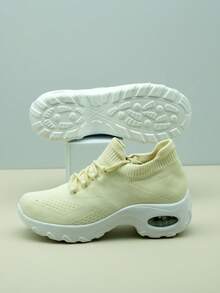 Giày thể thao nữ màu trắng và hồng, kiểu dáng slip-on, có đệm, giảm sốc, phù hợp cho chạy bộ, dạo chơi, khiêu vũ, cho con bú, giày đế xuồng. - Màu be - Xem 11