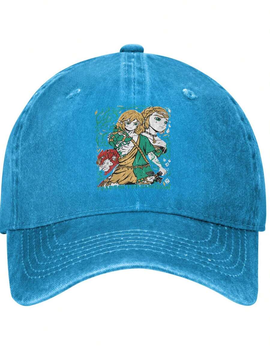 Legend Of Zelda Link Baseball Cap Adjustable Vintage Washed Distressed Denim Baseball Hat For Women Men - 藍色 - 查看 1
