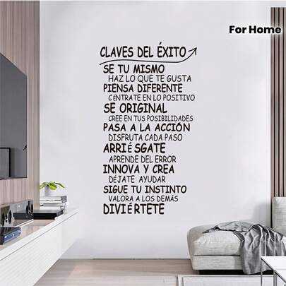 1 pieza Pegatina de pared con citas inspiradoras en español para decoración del hogar y la oficina, pegatina decorativa para la sala de estar CLAVES DEL ÉXITO