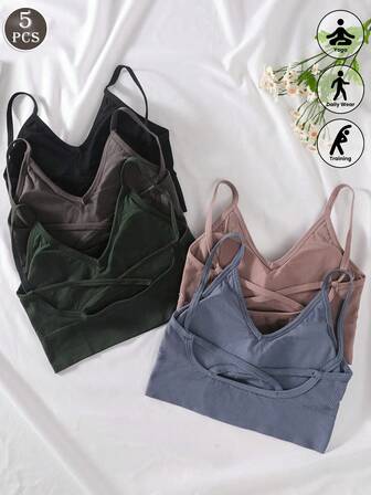 5st/set Backless Strap Bralette, För kvinnor, Underkläder
