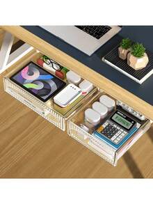 Lightweight PET Material Storage Box, Streamlined Compact Design Drawer Organizer For Office Desk, Ideal For Cable Management, Compact Workspace Organization Essential For Employees And Students - Multicolor - View 4