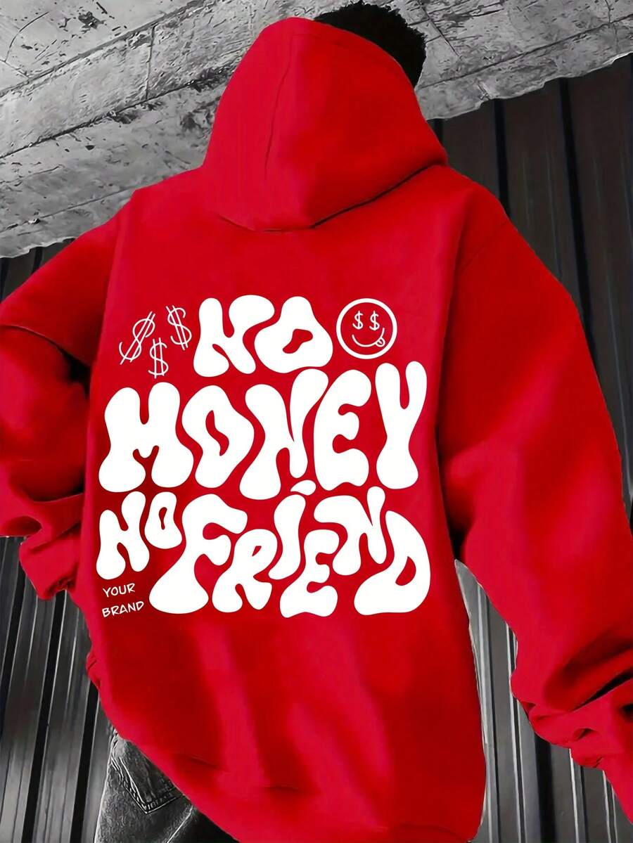 Sudadera con capucha de moda para hombres con patrón impreso - Rojo - Ver 1