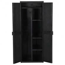 vidaXL Gartenschrank Schwarz 65x45x172 cm PP-Rattan - Schwarz - Übersicht 4