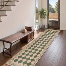 1PC  Runner Rugs For Hallway 65x180cm Non-Slip Kitchen Rug Washable Modern Carpet Runners For Hall Entryway Laundry Bedroom(Brown) - Brown/Green - View 2
