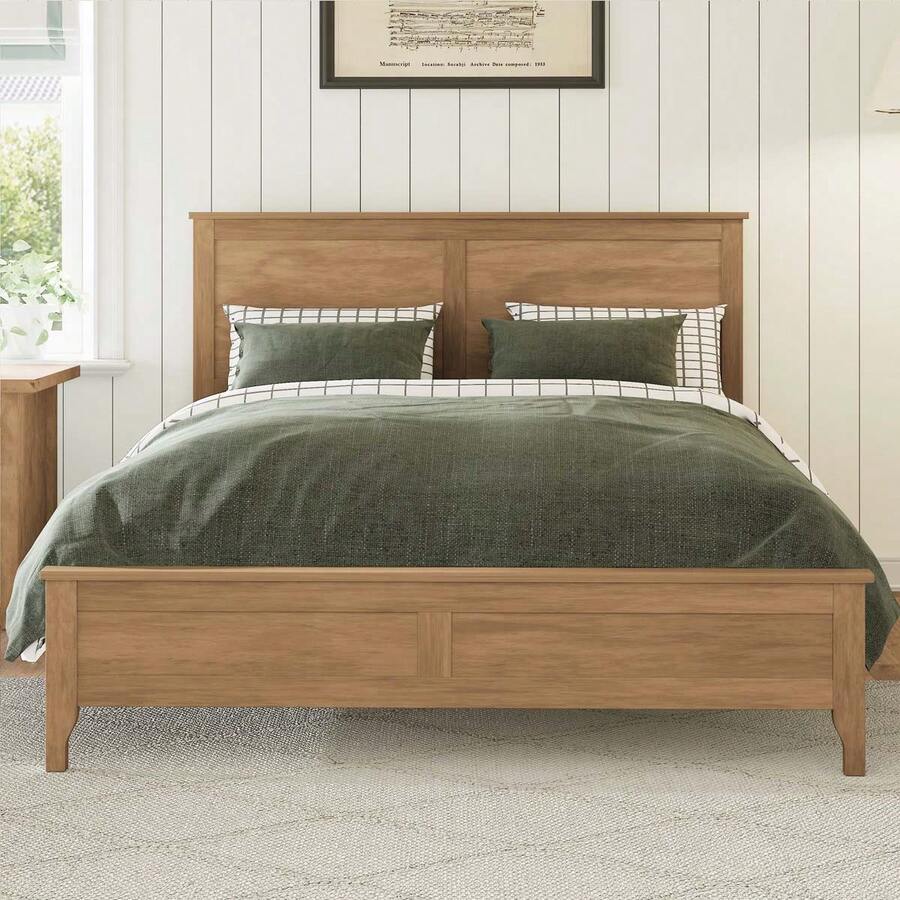 MERAX Cama de plataforma de tamaño completo de madera maciza moderna con listones de madera resistentes, sin necesidad de caja de resortes, Seadrift - Seadrift (cama matrimonial) - Ver 1