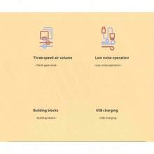 Ventilador de escritorio con vista a la calle, bloques de construcción, ensamblaje hecho a mano, bricolaje, silencioso, carga USB, pequeño ventilador, regalo creativo, divertidos bloques de construcción de dibujos animados, ventilador de escritorio, ventilador pequeño de tres velocidades, bricolaje, ensamblaje de partículas pequeñas, bloques de construcción, regalo creativo - Amarillo - Ver 11