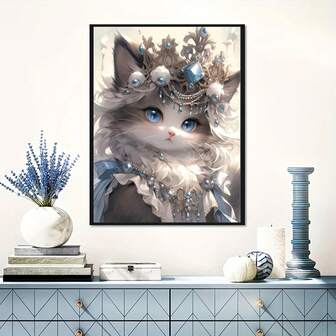 1 pieza Kit de pintura de diamantes de 20*30cm/7.87*11.8 pulgadas, Kit de arte de diamantes para adultos con taladro completo, pintura de puntos de diamante 5D, manualidades de arte de diamantes y decoración de pared para el hogar, regalo, Juego de arte de diamantes de gato