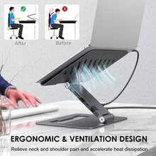 USB C Hub Laptop Stand 2-In-1,9 Ports (Dual 4K HDMI,85W PD,Gigabit Ethernet,SD/TF,USB 3.0),Wavlink Ergonomic Adjustable Aluminum,Cooling Desktop Dock For 10-17" Windows Laptops,Home Office Setup - Silver - View 9