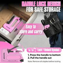 Light Duty Staple Gun For Wood, Pink Upholstery Staple Gun Kit With 2000pcs JT21 Staples 1/4, 5/16, 3/8 Inch And Staple Remover, Stapler Gun For Crafts, DIY, Classroom, Decoration - Pink - View 4