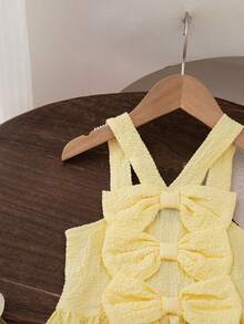 1pc Girls' Casual Sleeveless Bow Decor Dress, Spring/Summer - Multicolor - View 4