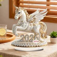 1pc Pink Pony 2026 Desktop Decor, With Pink, Gold, White Elegant Pony "2026" Design Pattern, Suitable For Room, Home, Office Desk Multi-Purpose, Best New Year Gift For Grandchildren, Gift For Horse Riding Enthusiasts - Colorful - View 9