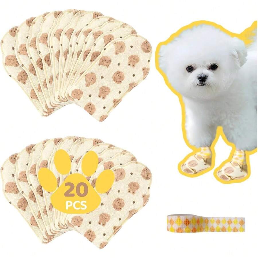 20 Stücke Einweg-Hundepfotenschutz-Verbände, wasserdicht & atmungsaktiv Pfotenschutz für kleine/mittlere Hunde & Welpen, Katzenpfotenbandage für Wundversorgung, Erholung & Leckverhütung - Verschiedenfarbig - Übersicht 1
