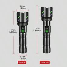 1000000LM Most Powerful Flashlights 5 Modes Type-C Rechargeable LED Torch Zoomable High Power LED Flashlight USB Tactical Lantern