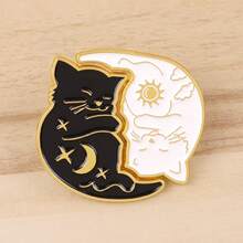 Cartoon Black White Cat Couple Soft Enamel Pin Men Women's Brooch Lapel Pin Brooches For Clothes Badges Backpack Jewelry Accessories Gifts - Black - View 4