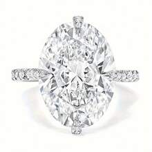 5 CT Oval Moissanite Engagement Rings For Women Handmade Wedding Bridal Ring Set Pave Compass Setting Silvery 18K Gold Plated Electroplated Anniversary Promise Gifts For Her - 美國9號 - 查看 1