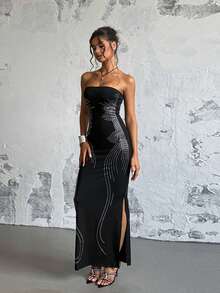 Sedessea Angel Wing Design Slimming, Sexy, Strapless Summer Dress - Black - View 7