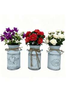 复古做旧铁艺花瓶和花桶，美式乡村风格，创意绳结蝴蝶结装饰品，天鹅心形浮雕艺术插花，复古魅力，适用于家居和花园的多场景装饰，适合各种花卉和绿植 - 雙耳壺 - 查看 7