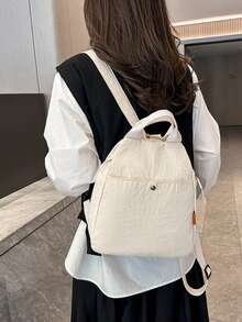 Nouveau sac à dos à fermeture éclair multicolore. Sac à main élégant et décontracté pour femme, sac à bandoulière, sac à dos minimaliste à la mode, sangle multifonctionnelle, fermeture éclair, doublure en polyester, convient pour toutes les saisons - Multicolore - Voir 3
