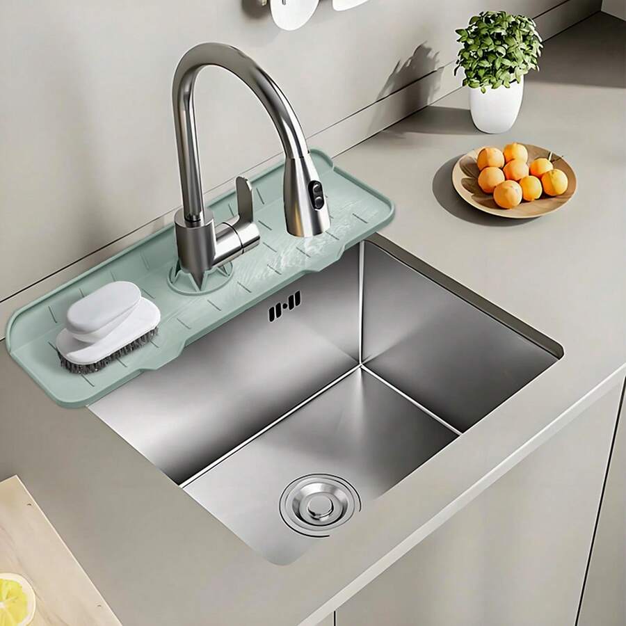 Silicone Sink Mat Designed For Sinks, With Surface Drainage Grooves And Dual Drainage Holes To Quickly Guide Water Flow And Prevent Pooling. Effectively Protects Countertops And Prevents Water Stains. Available In Fresh Multiple Colors, Foldable And Easy To Store, A Practical Helper To Enhance Kitchen Efficiency And Aesthetics.