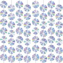 CD Disco Banner, Retro 90s Theme CD Paper Cutout Hanging Decorations, Y2K Millennium Party Decorations, 50s 70s 80s Music Party Supplies, Music Birthday Party Wall Decorations - Multicolor - View 8