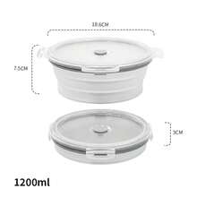 Collapsible Silicone Food Storage Containers With Lids, Freezer & Dishwasher , Foldable Lunch Box For Camper, Leftovers, Snacks, Meals, White - Transparent White Lunch Box - View 11