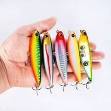 5Pcs Top Water Pencil Fishing Lure 5/6.6/9.1cm Floating Swimbait Wobblers Artificial Hard Bait With 2 Treble Hook For Bass. ﻿