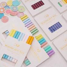 10支/盒封蜡棒，蜡封棒，热熔胶枪蜡棒，适用于婚礼请柬、信件、信封、卡片和工艺品 - 彩色 - 查看 1