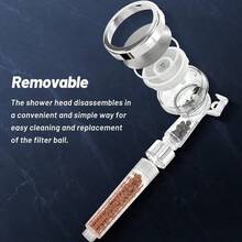 正品 StoneStream 过滤淋浴喷头，专为硬水设计。具备高压三档喷淋模式和手持花洒。这款注入矿物质的软水淋浴喷头可去除氯和氟化物，滋养干燥的头发和肌肤。 - 彩色 - 查看 4