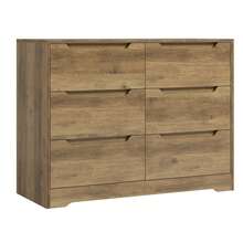 White Chest Of Drawers, Sideboard With 6 Drawers, Multi-Purpose Cabinet With Drawers For Bedroom, Living Room, Hallway, Modern, Wood, 108 X 82.5 X 39 Cm - màu nâu - Xem 6
