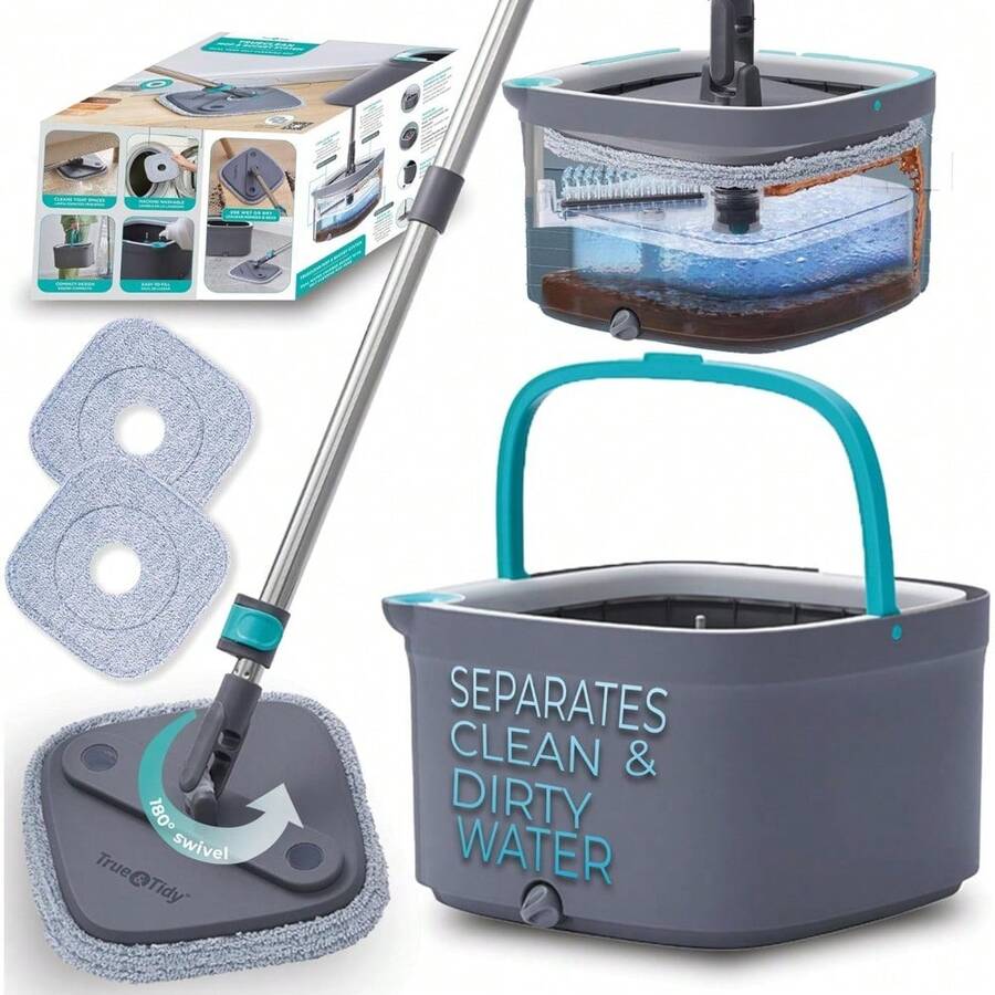 mhjTrue and Tidy True Clean - Sistema de fregona y cubeta Diseño de Doble Compartimento para Agua Limpia y Sucia Cabezal Giratorio de 360° Cepillo para Polvo de Fregar Integrado Mango de Acerosleeping Bags - 219153183 - Ver 1