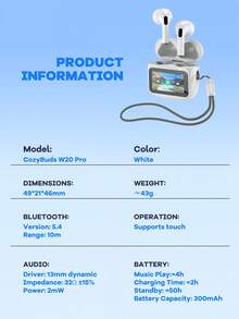 Remax Wireless Earbuds With HD Display Screen; Touch Control; 50H Battery; Sweatproof; Sport Earphones; Sport Earphones; Gaming Headset - CozyBuds W20 Pro - View 11