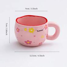 1 pieza Taza de cerámica de regalo creativa de 9.5oz, taza de desayuno de avena personalizada, taza de café/té floral asimétrica, adecuada para café, leche, jugo, ideal para el hogar, restaurante, cafetería, regalo perfecto para amigos y colegas - Multicolor - Ver 9