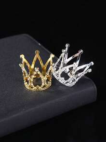 1/2/3个迷你金属皇冠蛋糕装饰插牌，公主皇冠纸杯蛋糕装饰，适合女性，皇家主题派对用品，适用于婚礼、新娘送礼会、生日、圣诞节、万圣节、新年、情人节 - 无需用电，蛋糕装饰