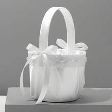 1pc White Lace Flower Girl Basket, Bridesmaid Flower Basket, Wedding Ceremony Basket - Multicolor - View 14