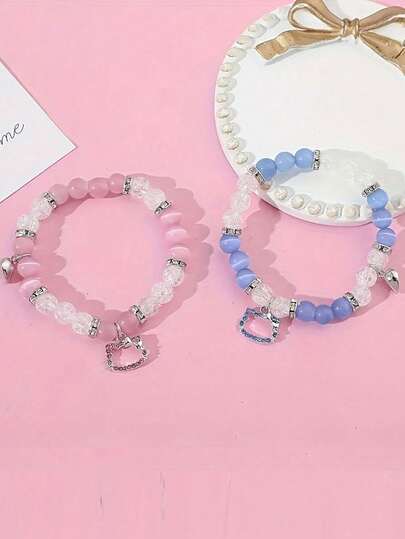 1 Set de Pulsera de Pareja, Pulsera de Cuentas de Resina de Hello Kitty Kuromi, Accesorio Lindo Adecuado para Hombres y Mujeres, Ideal para Uso Diario y Festivales, Regalo Perfecto para el Día de San Valentín, Adecuado para Todas las Estaciones